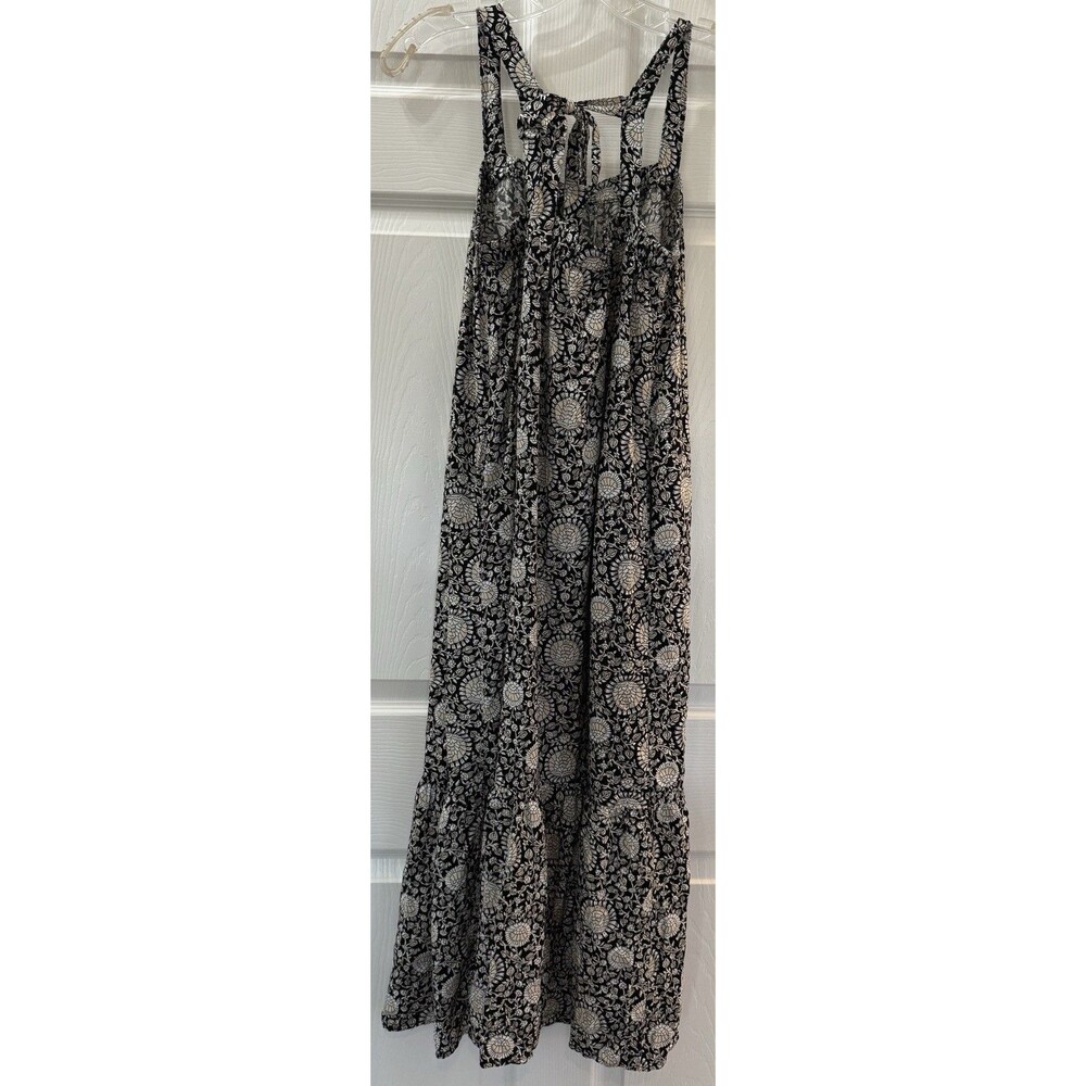 Old Navy Dress Womens Medium Black White Floral Print Halter Maxi Summer Rayon